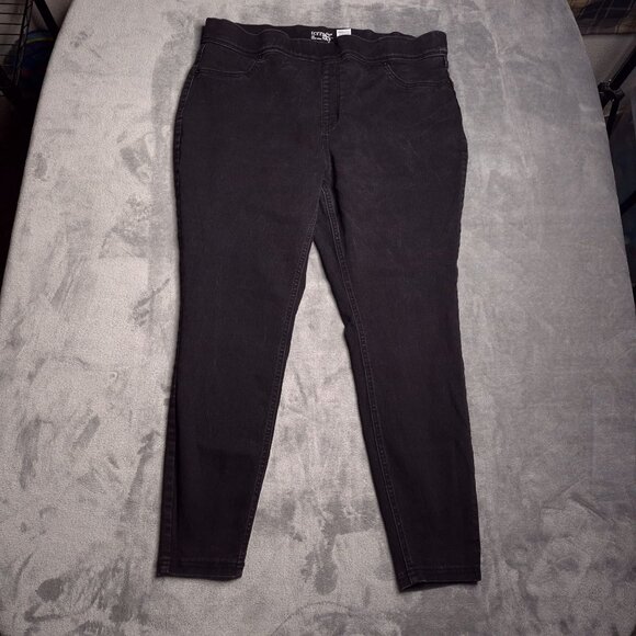 Terra & Sky Pull On Skinny Ankle Jeans 1X Black High Rise Stretch - Picture 4 of 8